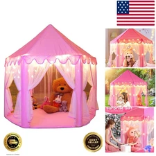 Enchanting Princess Castle Play Tent with Star Lights for Kids - 55'' x 53''