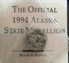 .999 Pure Silver 1/10 Oz Ounce Official Alaska State Medallion 1994 Grizzly Coin