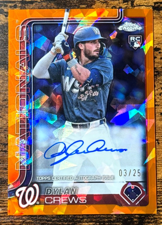 2025 Topps Chrome Sapphire Dylan Crews Rookie Orange AUTO #3/25 Jersey Number