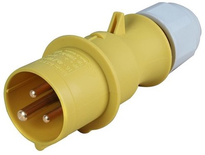 CEENORM - 16A, 110V, Cable Mount Multi-Grip CEE Plug, 2P+E, Yellow, IP44