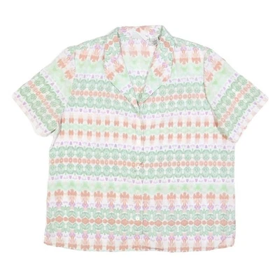 ALFRED DUNNER Femmes Crème & Vert Imprimé Manches Courtes Chemise UK 14 Léger - Photo 1/4