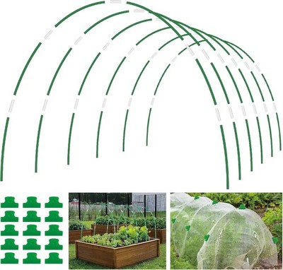 60PCS Garden Hoops for Raised Beds, 8FT Rust-Free Fiberglass Greenhouse Hoops, D