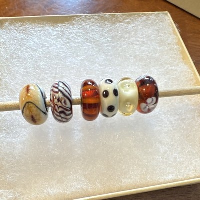 Authentic Trollbeads rare and retired Beige brown kit. 6 piece lot. Unused.