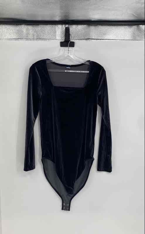 Old Navy Womens Black Velvet Long Sleeve Square Neck Bodysuit Size Medium