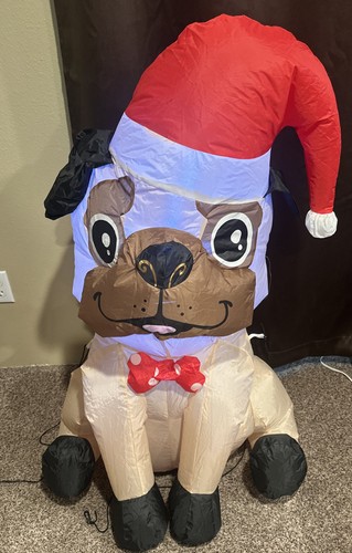 3,5' NATALE CARLINO GONFIABILE - CANE CON CAPPELLO BABBO NATALE ARREDAMENTO GIARDINO SOFFIATO - Foto 8 di 12