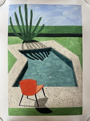 David Hockney Stuhl Pool und Kaktus Druck ungerahmt atemberaubend