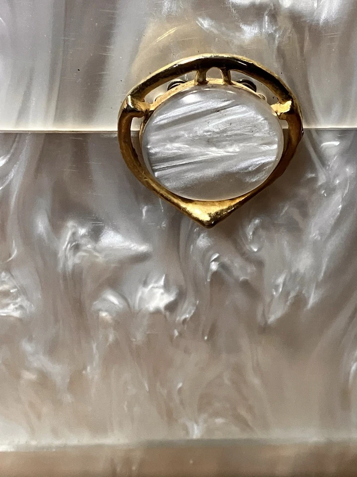 Stylecraft Miami винтажный кремовый перламутр верхняя ручка коробка сумка - Изображение 3 из 4