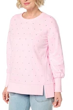 Belle by Kim Gravel Women's EmBelleished EverydayShine Sweatshirt Pink