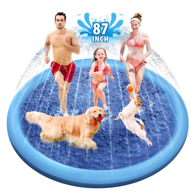 Dog Splash Pad, 87in Anti-Slip Dog Pool Splash Pad for Dogs Kids 0.55mm Thick...