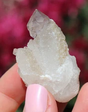 Amethyst Tipped Scepter Quartz From Madagascar 4.9 Cm's Sparkly