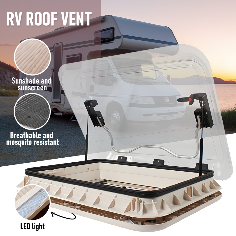 XL Caravan RV Skylight Roof Vent Hatch LED 700 x 500mm Cut Out Easy