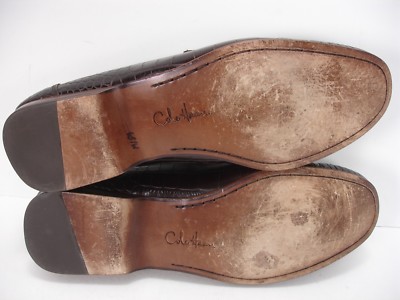 COLE HAAN BROWN CROC MOC EMBOSSED LEATHER SLIP ON LOAFERS  display picture 1
