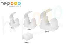 Single Hinged Pipe Clip Talon Interlocking White15mm 22mm 28mm Spacer - choose