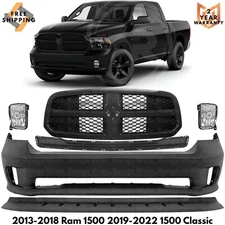 Front Bumper Cover Kit For 2013-18 Ram 1500 2019-2022 1500 Classic