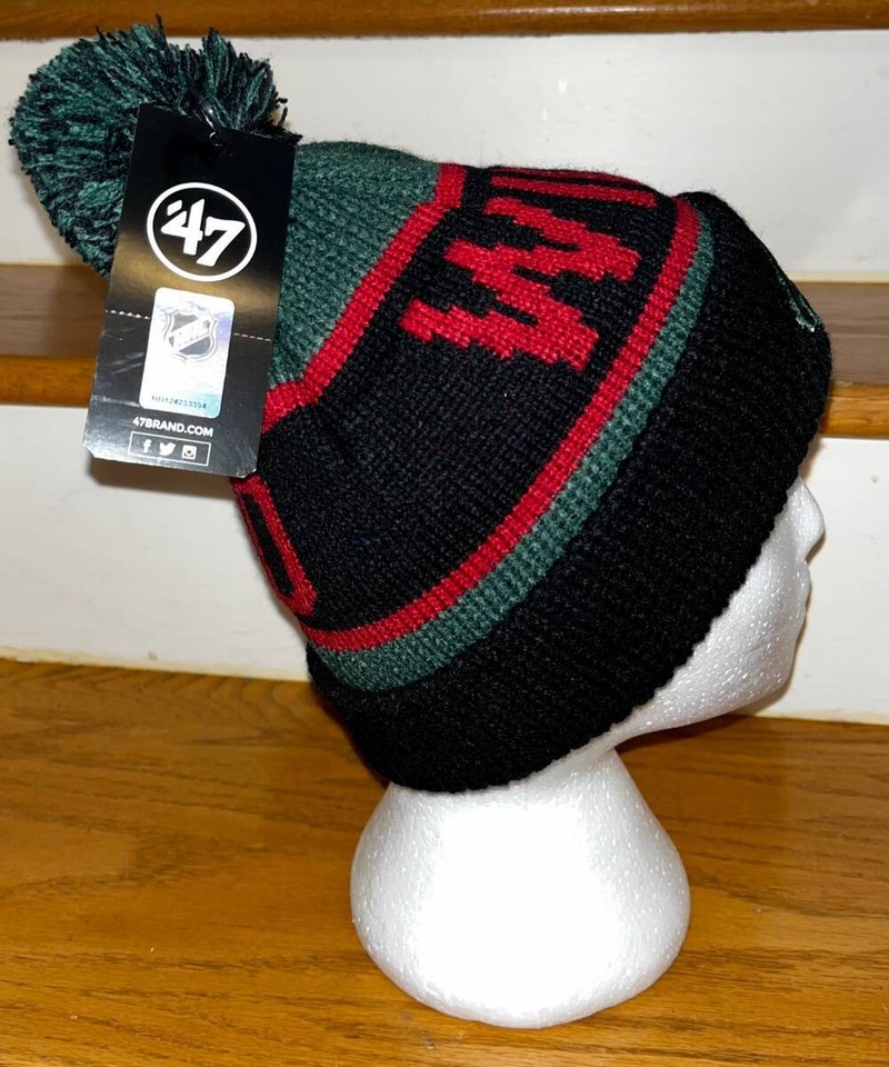 NHL MINNESOTA WILD BLACK KNIT POMPOM STOCKING HAT CAP BEANIE WINTER NWT nhl-minnesota-wild-black-knit-pompom-stocking-hat-cap-beanie-winter-nwt