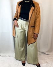 Orvis Tan Brown Faux Suede Shearling Oversized Jacket Coat L Rrp£285 E23