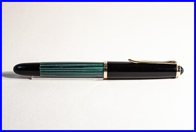 vintage PELIKAN 400NN Piston Filler in GREEN STRIPED GOLD with 14K