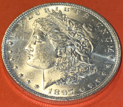  1897 P MORGAN DOLLAR MS BU BLAST WHITE ABSOLUTE STUNNER MUST SEE COIN S127
