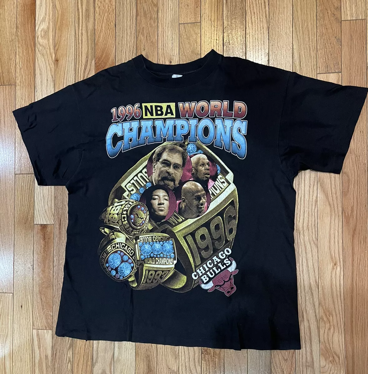 Vintage 90s Genuine Chicago Bulls Champions Michael Jordan Rap Tee