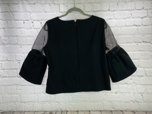 Paper Dolls Brand Size 12 Black 3/4 Bell Sleeve Blouse Top LKNW - Picture 2 of 6