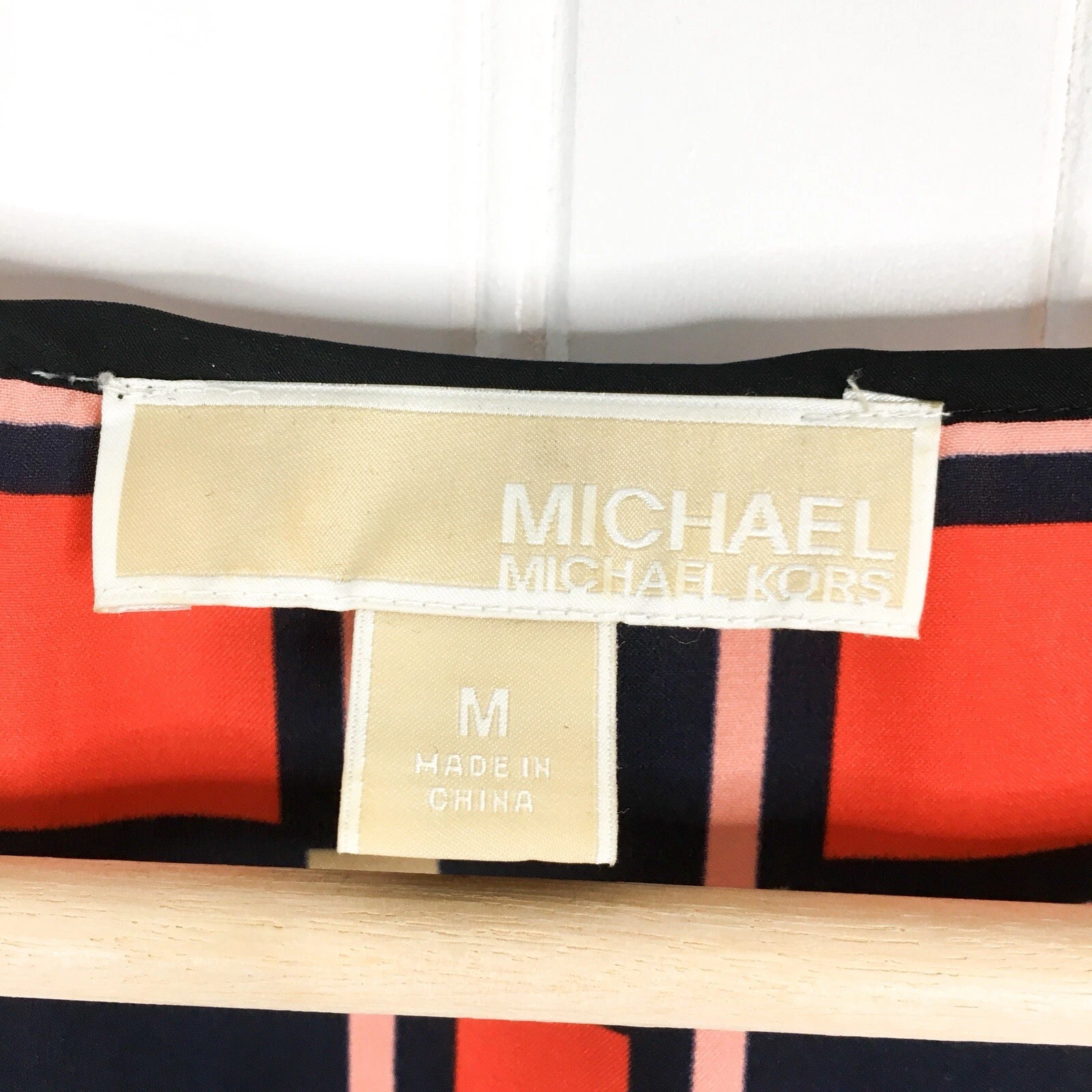 Maxi abito donna smanicato Michael Kors taglia M rosso marino stampa geometrica