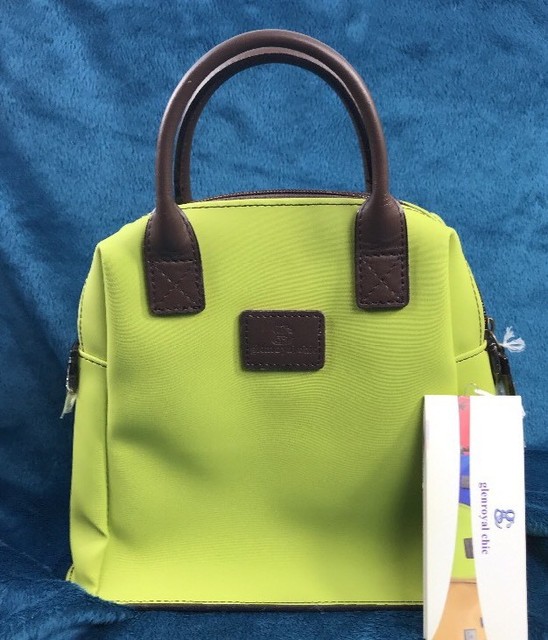 GLENROYAL CHIC Purse Handbag 11” PVC Leather Green Brown Andrea 713959