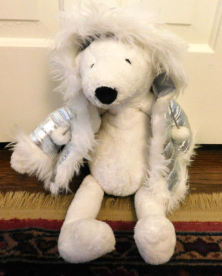 Bath & Body Works Iglo Polar Teddy Bear Plush 16  White w Silver Puffy Coat CUTE