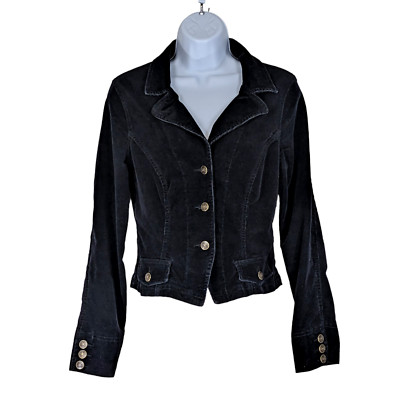 Copper Key Women's Size M Black Corduroy Cropped Jacket