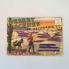 Vtg 1945 Color Souvenir Fold-Out Postcard Album Desert Scenes of California CA