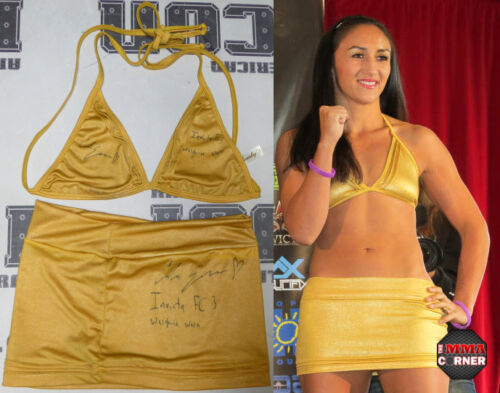 Bikini usato Carla Esparza 2x firmato Invicta FC 3 peso da combattimento indossato PSA/DNA UFC - Foto 1 di 12