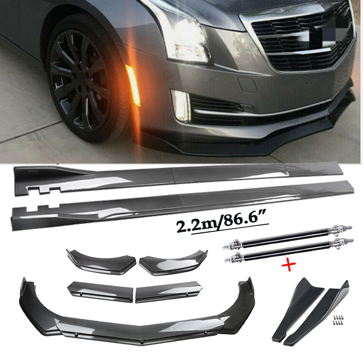 Cadillac ATS CTS Carbon Fiber Front Bumper Lip Chin Spoiler Body Kit