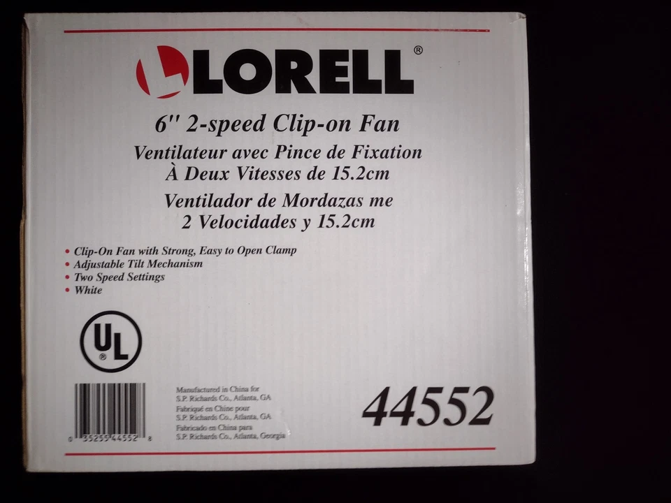 Ventilador de clip Lorell 6" 2 velocidades - sellado de fábrica (44552) Foto 3 de 4