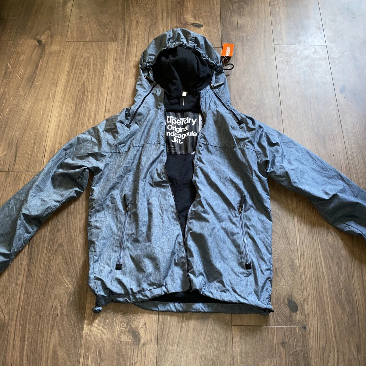 Superdry Mens Dual Zip Through Cagoule Blue Size Large NEW WITH