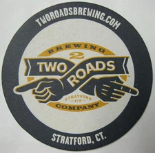 TWO ROADS BREWING CO. Beer COASTER Mat with COMPASS, Stratford, CONNECTICUT 2012