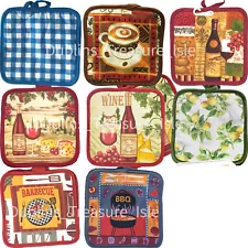 Square Pot Holder Hot Pads Set Heat Resistant Cooking Various Themes
