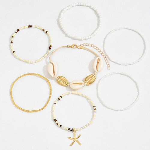 Lot de 1 bracelets de perles coquillages étoile de mer bohème mode style ethnique Gi-jy