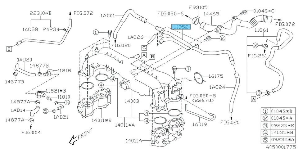SUBARU IMPREZA WRX GEE GHE GRE GVE GH8 2008-2011 Genuine Pcv Pipe 11852AA091 OEM - Image 3 of 4