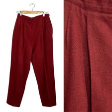 Vintage Diane Von Furstenberg Wool High Waist Pleated Rust Orange Tailored Pants