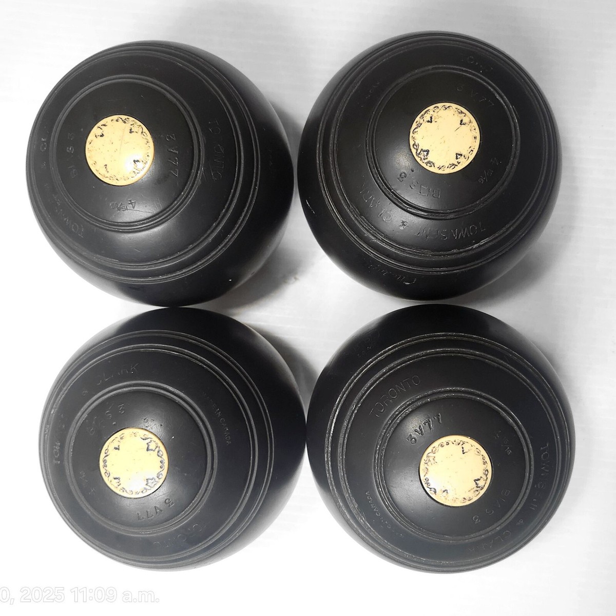 VTG. 1946 Townsend & Clark Champion Lawn Bowling Balls, 4 15/16