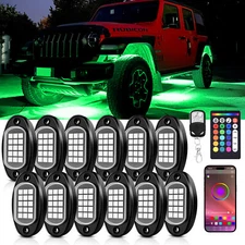 12 Pods RGB LED Rock Lights Kit Underbody Underglow Neon Lamp APP+Remote Control