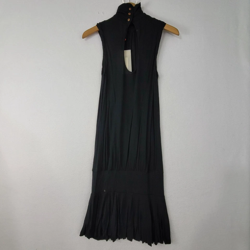 Vestido maxi novo com etiquetas Miss Sixty vintage preto sem mangas gola alta Zoelie tamanho pequeno - Imagem 2 de 4
