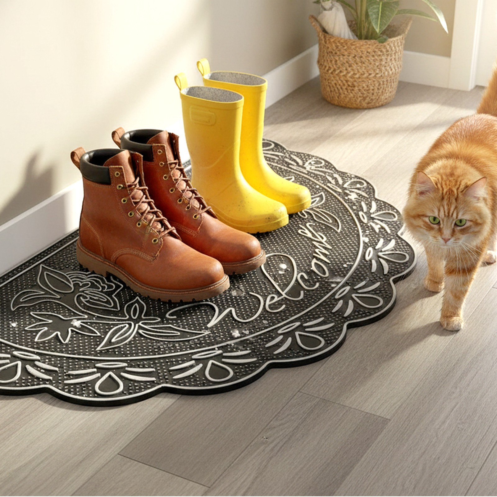 Shoe Mat – Rubber Welcome Mat for Entryway, Indoor/Outdoor, Non-Slip, Waterproof