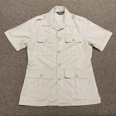 Vintage Harris Khaki Safari Shirt Pockets Size Medium Outdoors Camping Vacation