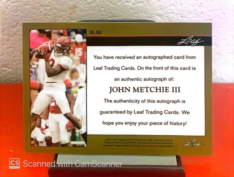 2021 Leaf Memories - 1992 Platinum Auto #BG-JM1 John Metchie III #/50 RC - Image 2 of 2