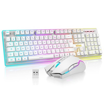 RedThunder K10 Set mit Tastatur und Maus, kabellos, Gaming-Tastatur, Weiß 