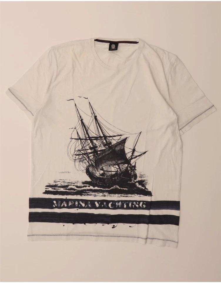 Camiseta Top Grande Blanca Algodón BY02 MARINA YACHTING Para Hombres Gráfico Foto 3 de 4