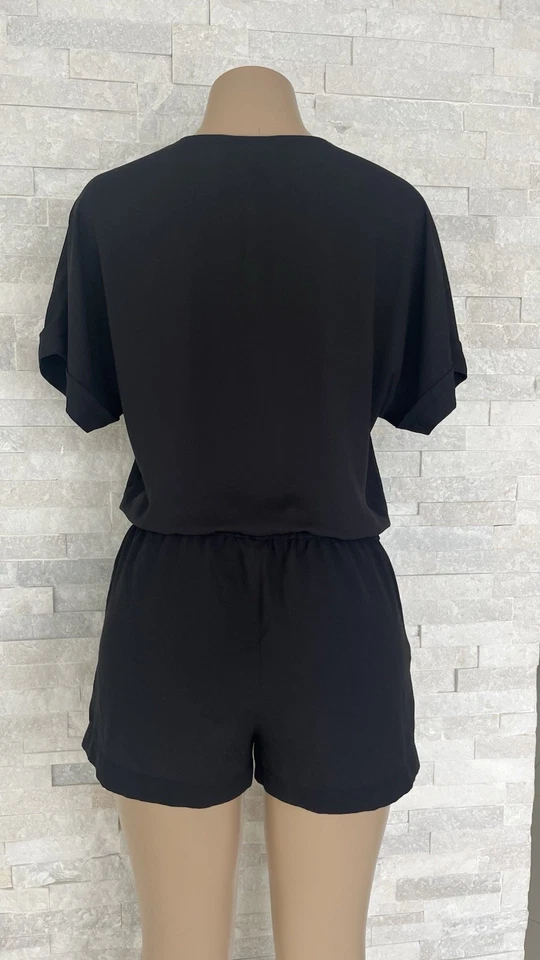 BCBG MAXAZRIA Jumpsuit Shorts Women Black Vneck Size S. - Image 4 of 4