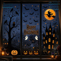 Halloween Fensterbilder Deko Set 8 BöGen Selbstklebend KüRbis Fledermaus Geist