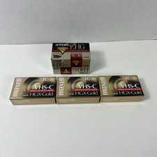 Maxell HGX-Gold  TDK E-HG VHS-C TC-30 High Grade Cassette Tapes Lot of 5 Sealed