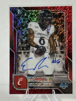 2025 Bowman U Chrome - Chrome Prospect Autographs Evan Pryor Red Shimmer Auto /5